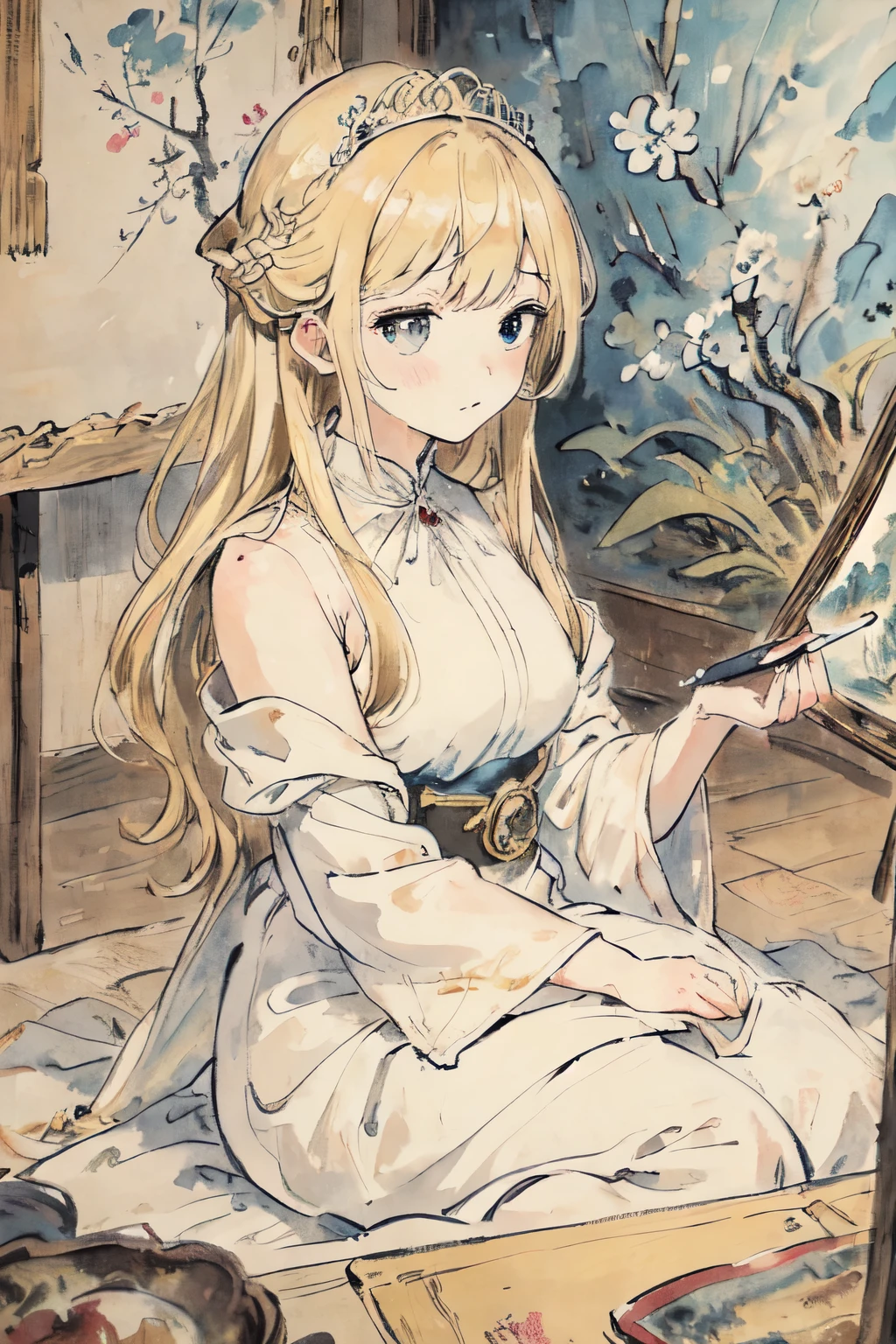 masterpiece, best quality, very delicate and beautiful girl,very delicate and beautiful, world masterpiece theater, very detailed, very detailed, best quality, blonde hair, mackerel, very detailed,1 woman, best quality, illustration, looking at viewer, impasto, Canvas, oil painting, reallyistic, reallyist ,really,