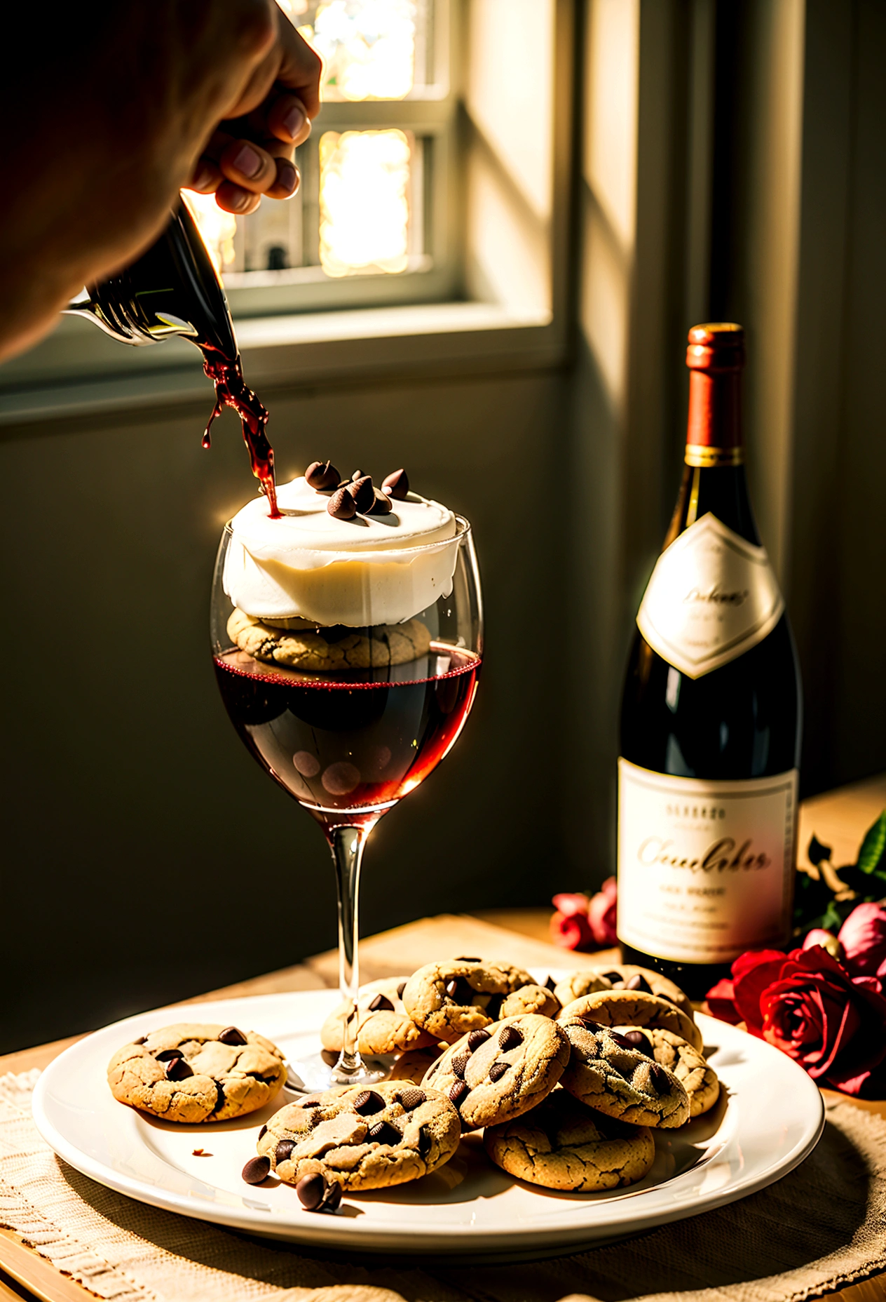 Cake in a wine glass、Cookies on top