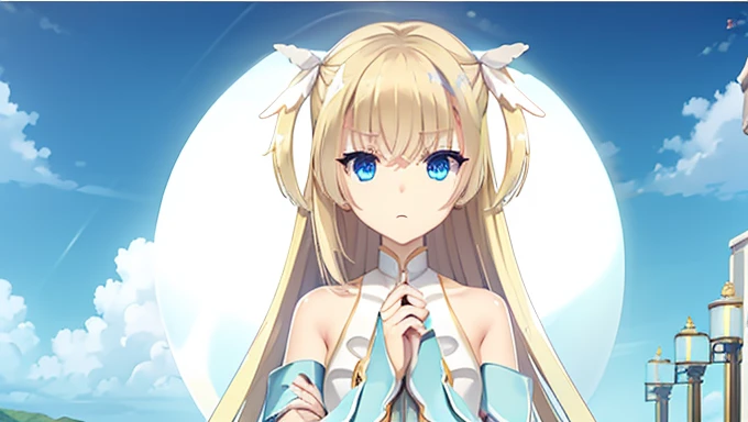 masterpiece，Highest quality，A dignified and elegant girl，Blonde hair and blue eyes，White tuxedo，God of Order，Light Shining on the Earth，The light of God，Temple of Order，Aurora，Void Phantom Mirror Broken，The Secret of Dominating All Worlds，Light and Dark Worlds，Full body picture，Holding the light and dark swords，The Judgment of the Undying Light