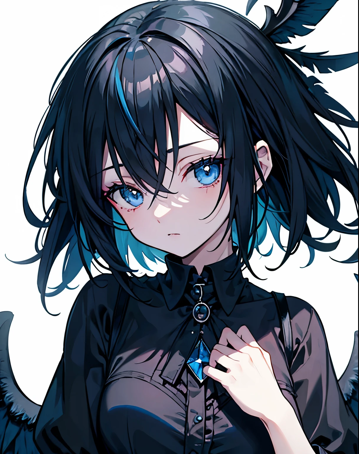Gothic　Fleeting　Harpie　Short black hair　Blue Eyes　The inside of the hair is blue