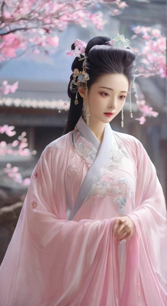a close up of a woman wearing a pink dress and a tia, white hanfu, chinese style, hanfu, palace , a girl in hanfu, ethereal beauty, traditional beauty, chinese princess, traditional chinese, a beautiful fantasy empress, Ghost Festival, xianxia fantasy, ((a beautiful fantasy empress)), ancient chinese princess, chinese girl