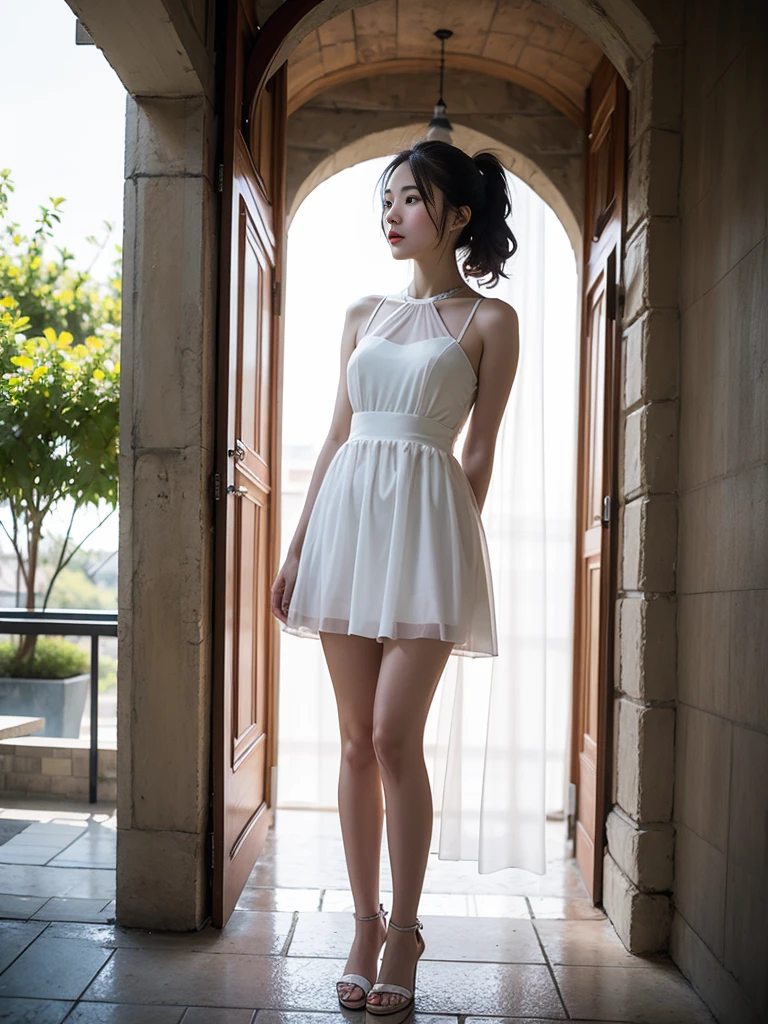 Woman in white dress 