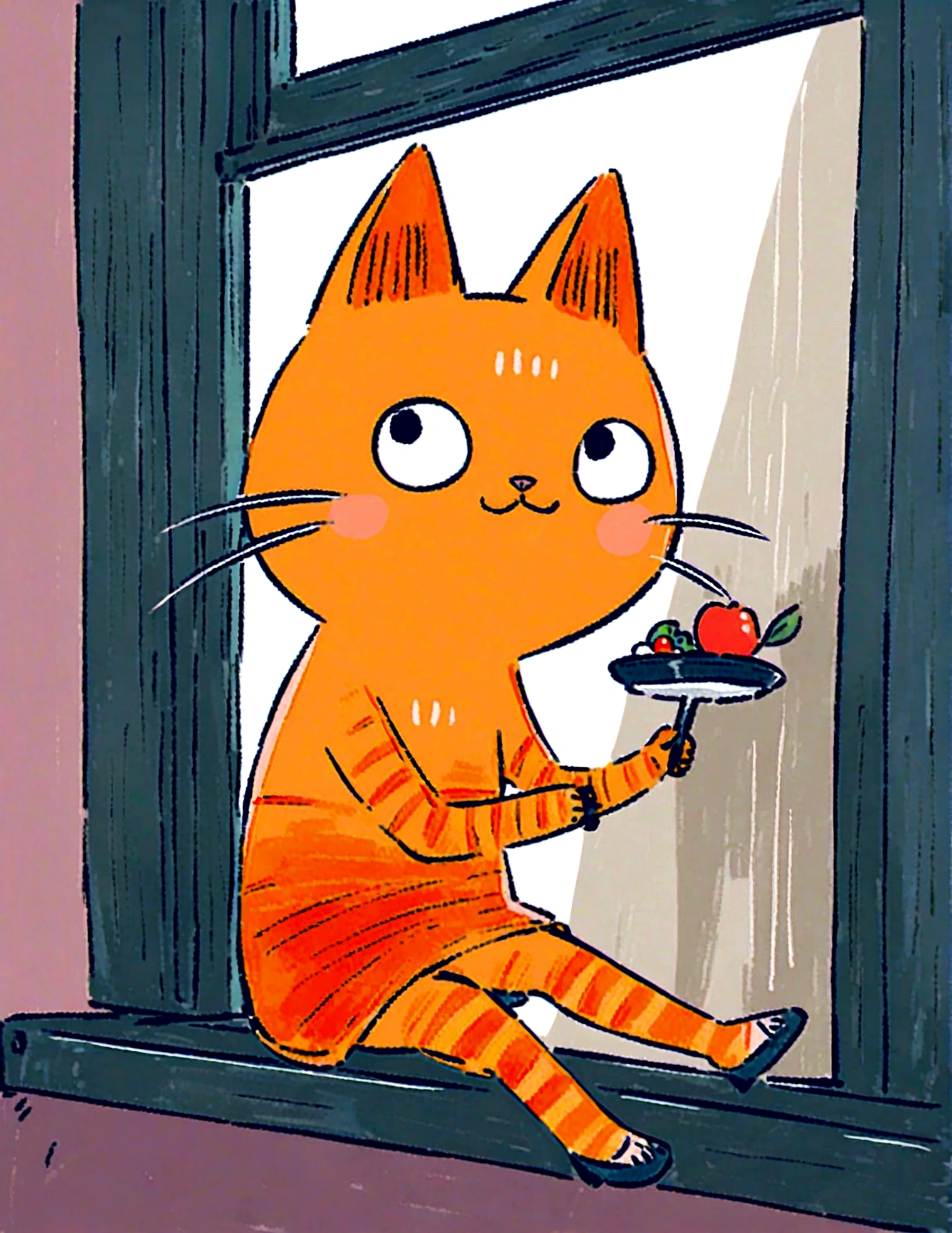 cat sitting on a windowsill, watching the birds outside.