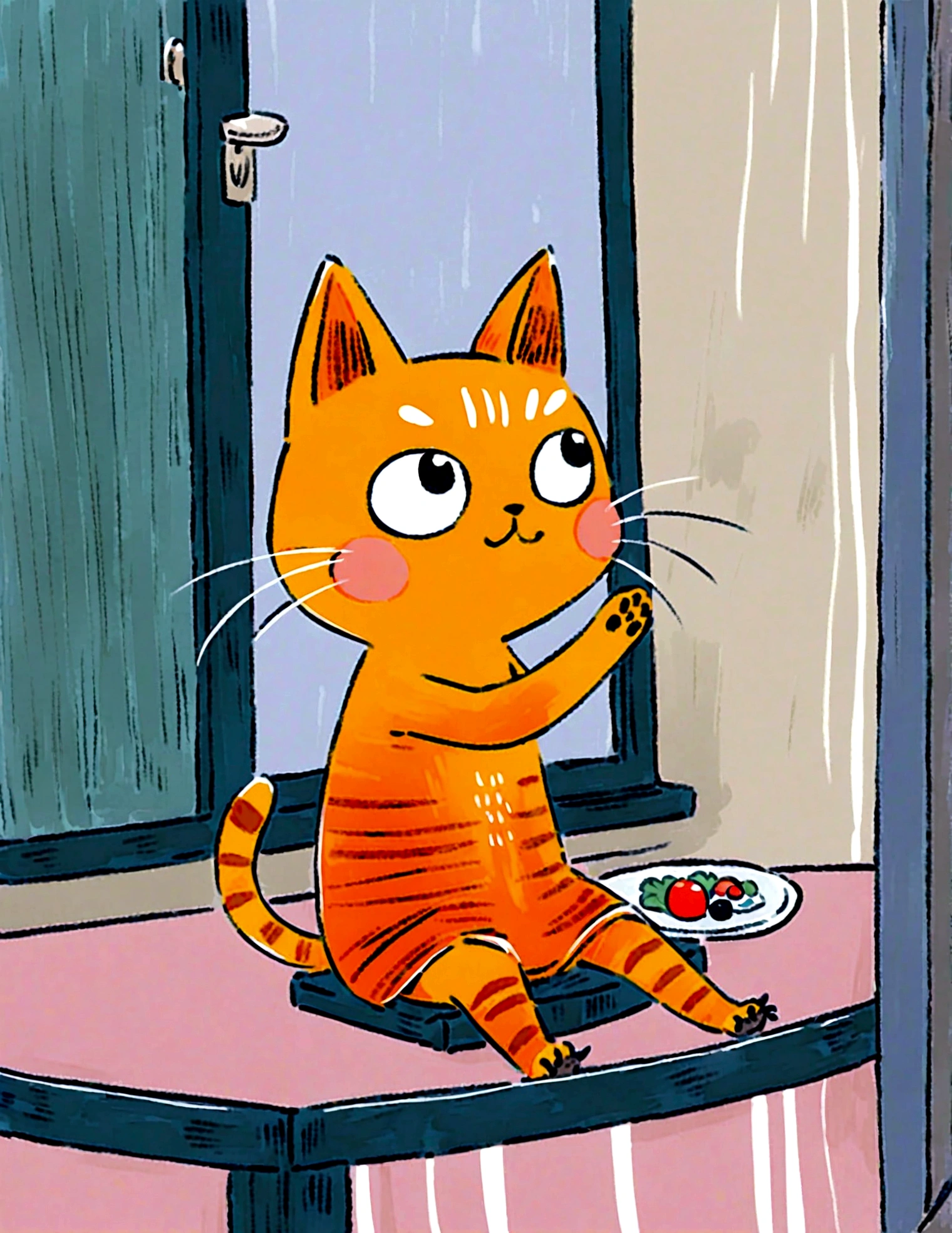 cat sitting on a windowsill, watching the birds outside.
