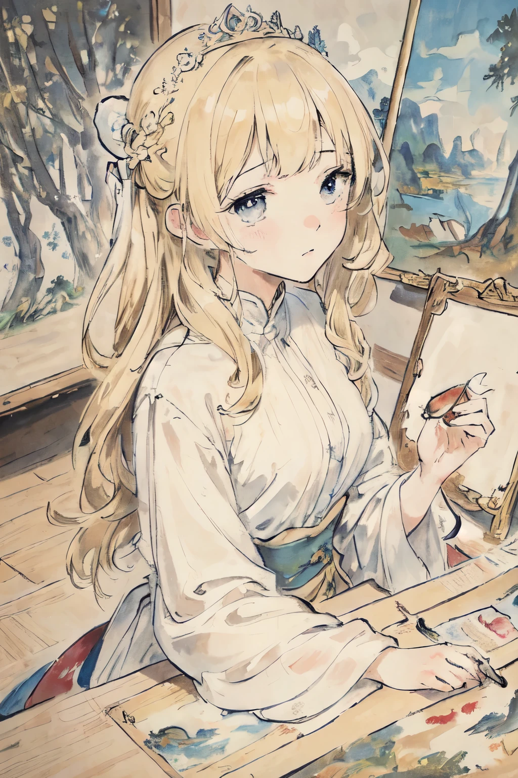 masterpiece, best quality, Very delicate and beautiful girl,Very delicate and beautiful, world masterpiece theater, very detailed, very detailed, best quality, blonde hair, mackerel, very detailed,1 woman, best quality, illustration, looking at viewer, impasto, Canvas, oil painting, reallyistic, reallyist ,really,