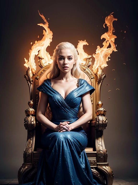 best quality,4k,8k,highres,masterpiece:1.2,ultra-detailed,realistic:1.37,Daenerys Targaryen, beautiful detailed eyes,beautiful detailed lips,extremely detailed eyes and face,longeyelashes,dragon queen,blond hair,piercing blue eyes,queen's gown,confident expression,regal posture,dramatic lighting,fire-breathing dragon,creative portrait,emotional portrait,vivid colors,Game of Thrones fan art,medieval fantasy,stylized artwork,smoke and fire effects,dragons flying in the background,throne room setting,fiery atmosphere,powerful and majestic,A Song of and Fire,large scale mural,rich textures,depth and dimension,ethereal and captivating scene, sexy, alluring
