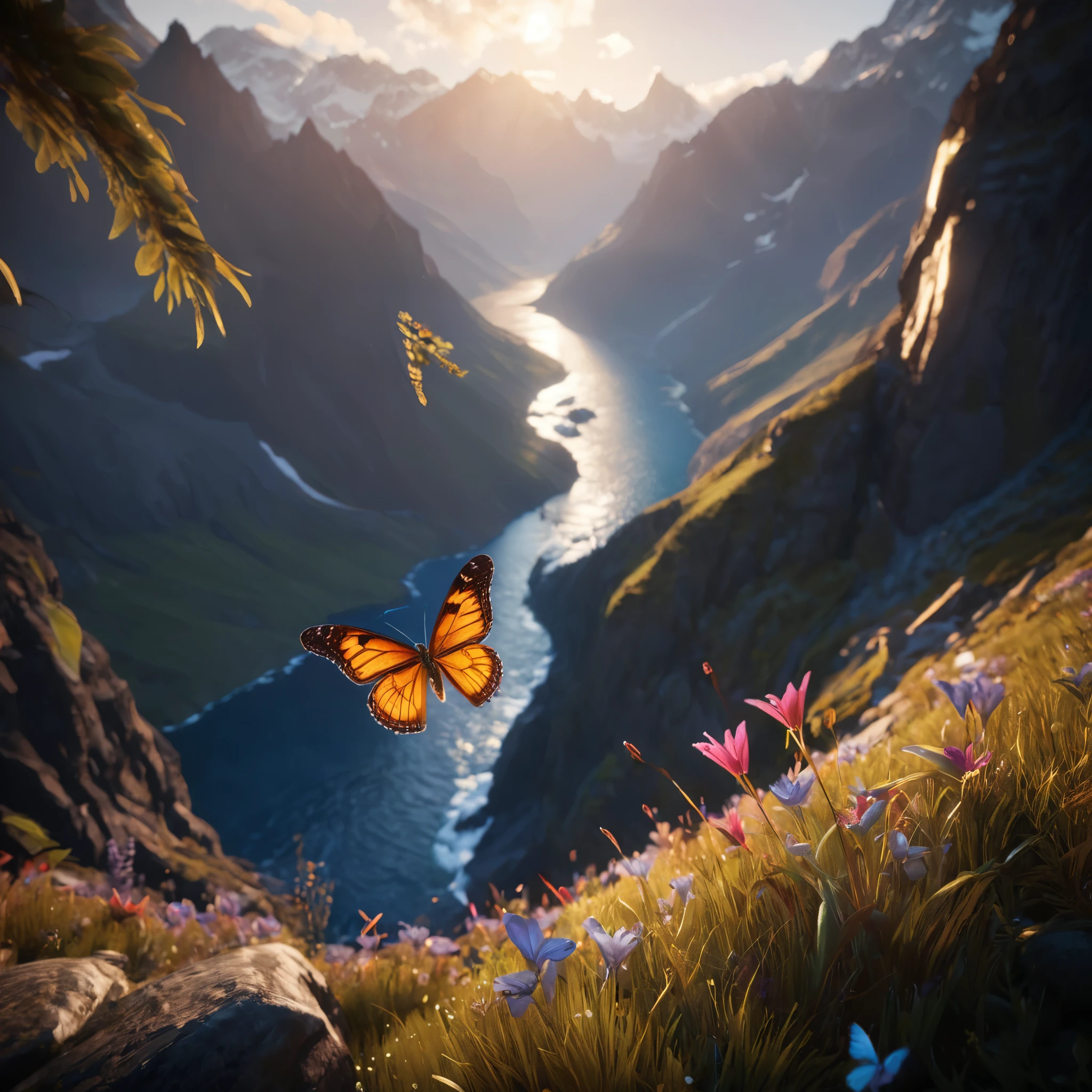 butterfly art by Max Rive and Ryan Dyar, octane render, Unreal engine 5, kodak style