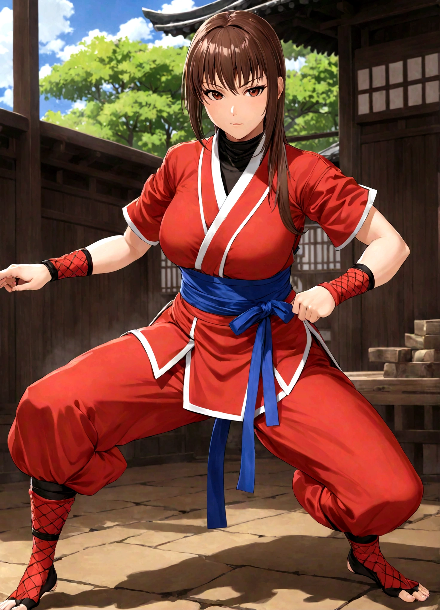 kasumi from "Dead or alive",Fighting posture,ninja clothes,anatomical correct:2,xill,solo