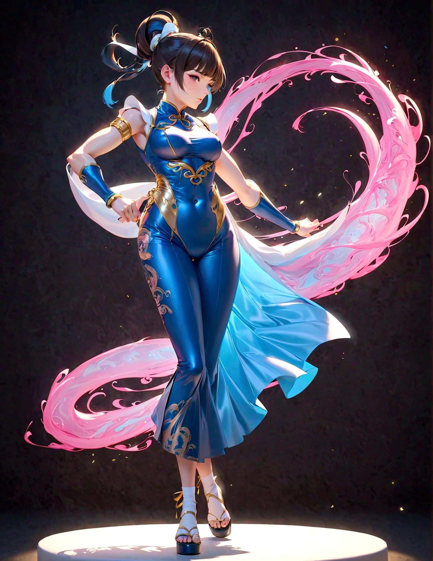 chunli from “ street fighter”，anatomical correct，fullbody，beautiful，solo，xianxia