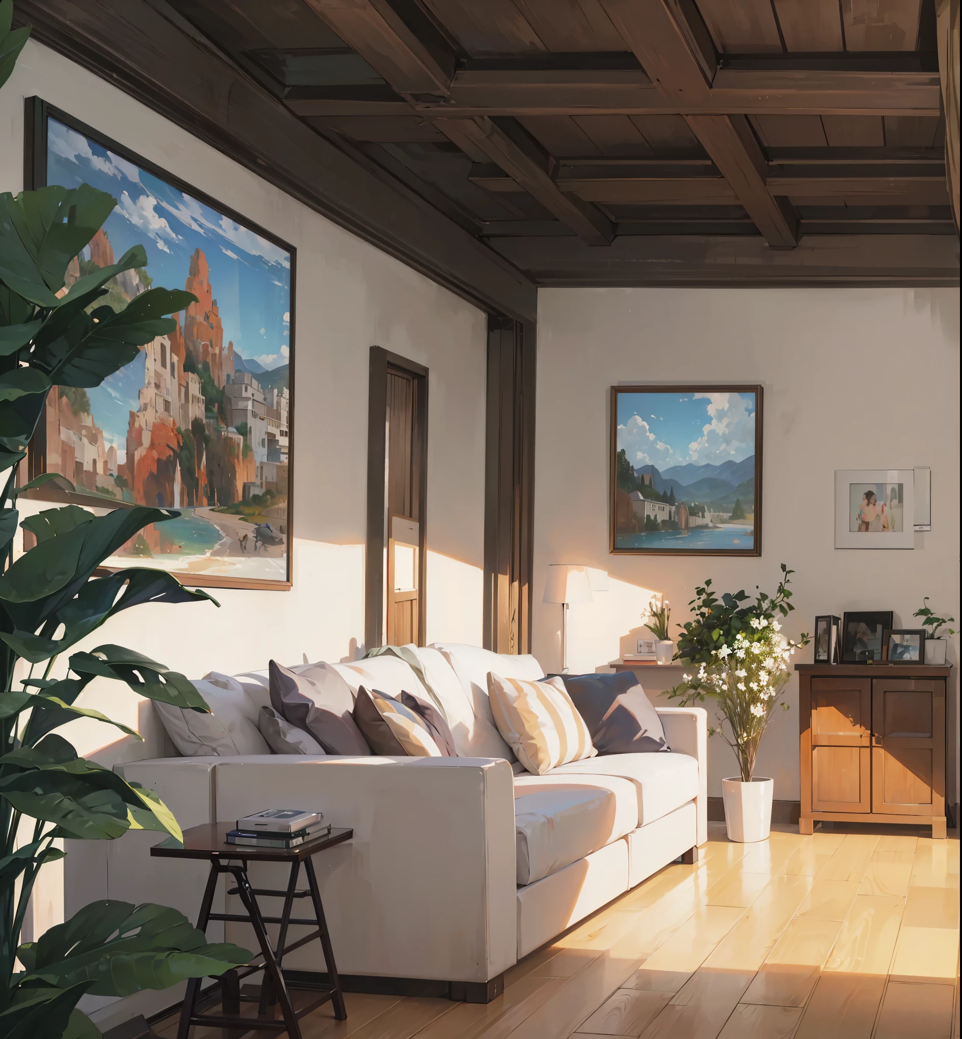 (Best quality, 4K, 8K, high resolution, masterpiece: 1.2), extremely detailed, (no one: 1.5), indoor, living room, cozy indoor,
