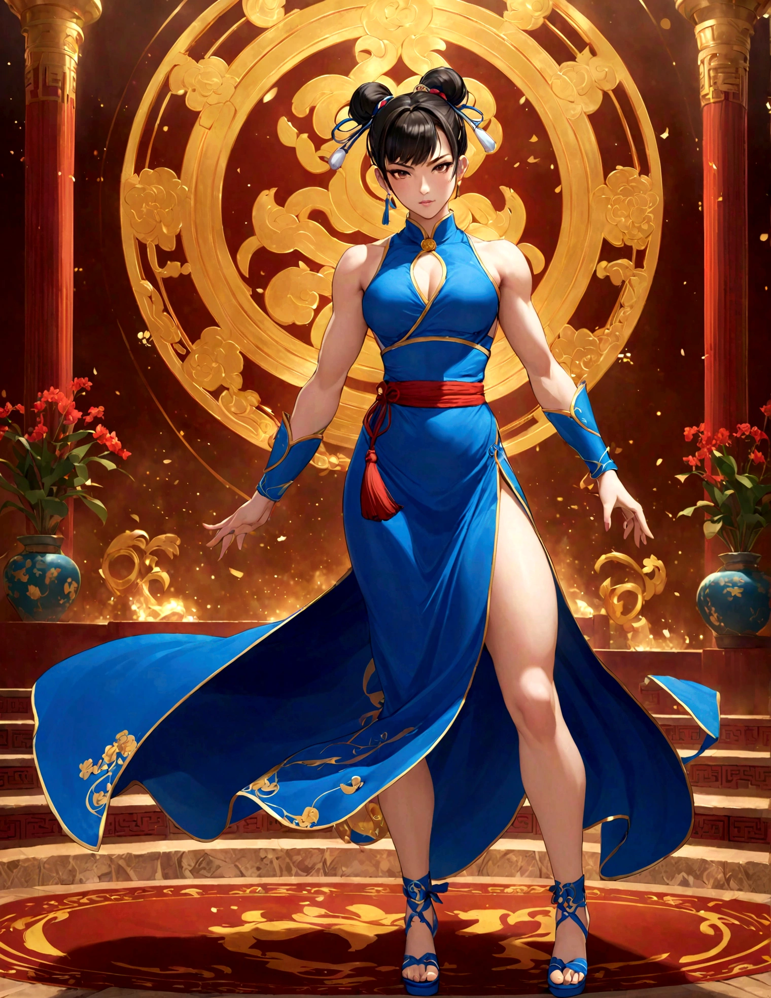 chunli from “ street fighter”,anatomical correct,fullbody,beautiful,solo,xianxia