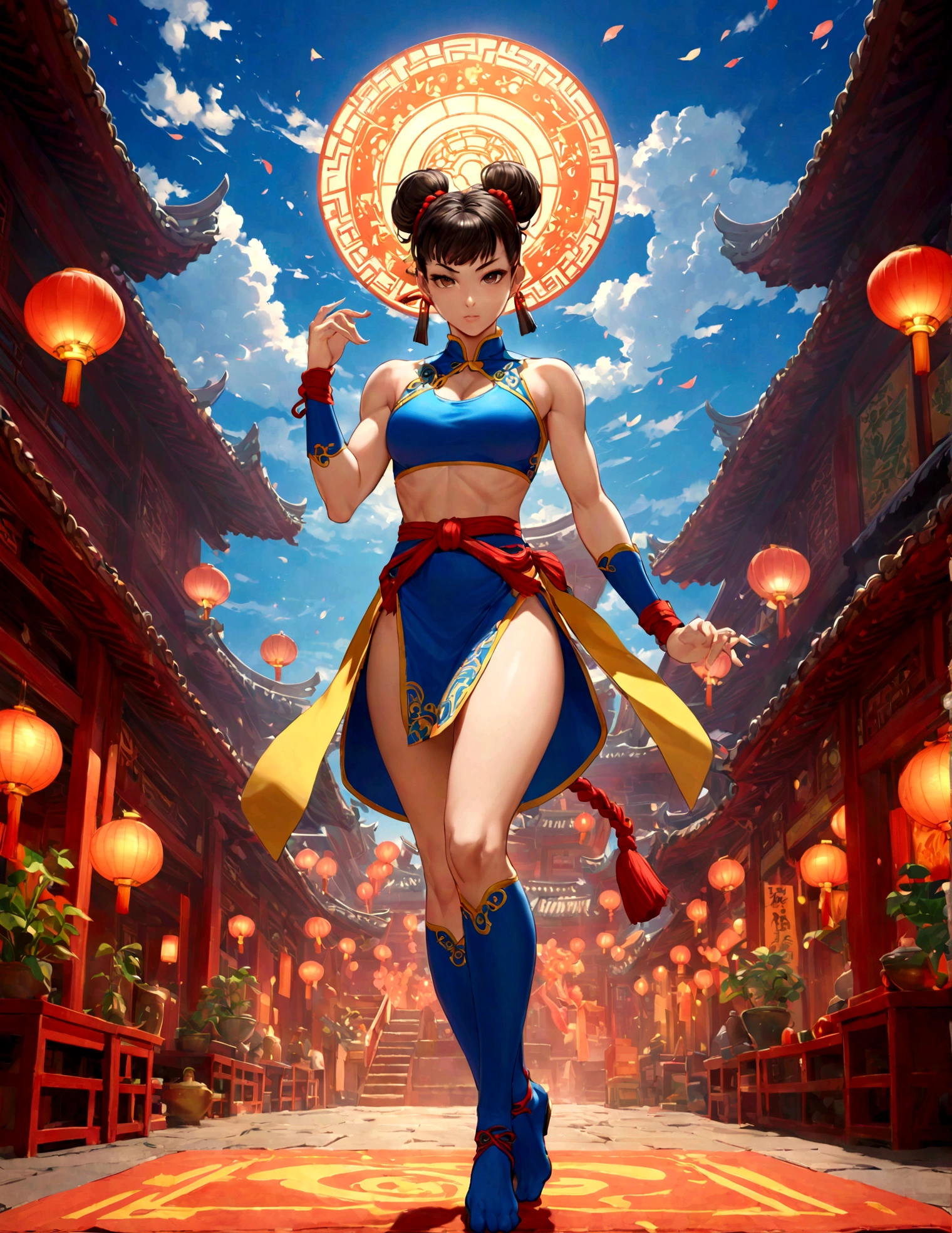 chunli from “ street fighter”,anatomical correct,fullbody,beautiful,solo,xianxia