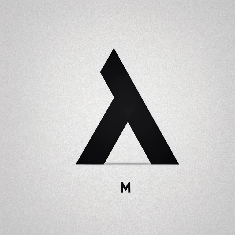 letter logo design that forms the letter M. with a geometric style,flat, without color gradations, with a neat shape in black and white, monochrome