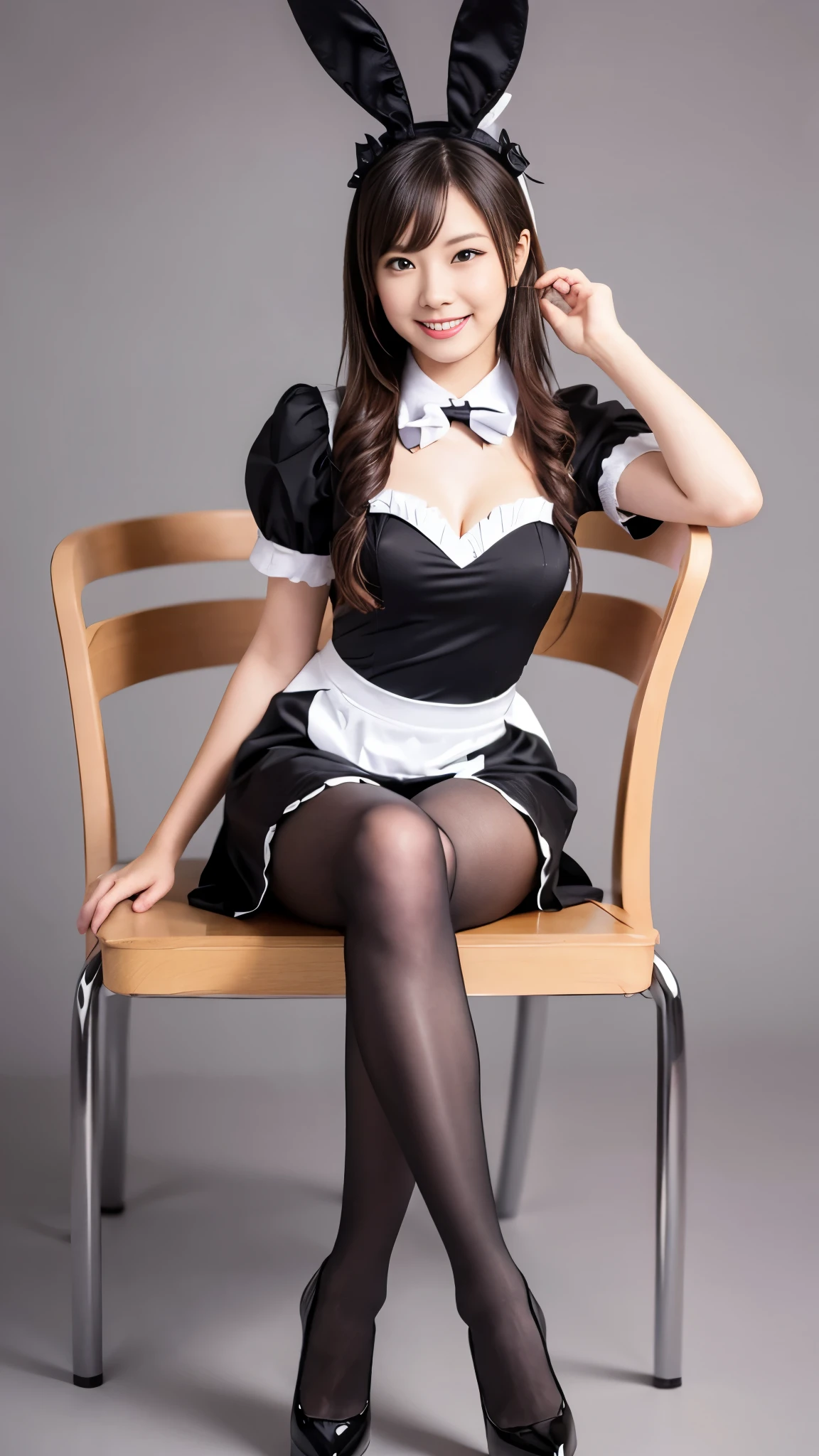 Photorealistic, just like image but real girl, waitress in a bar club leaning on a bar doing a standing split, show entire leg of leg that is extended, cute foot pointing her toes, pantyhose feet,  (((black hair)(long black wavy hair with bangs, black bangs hair))), black pantyhose with cotton gusset at the crotch, skimpy black waitress uniform with a ((wearing a gold name tag on her shirt)), 20 yrs old, black sheer gloss pantyhose,  cute bubble butt in pantyhose out to the side, (((black pantyhose with cotton panel crotch))), one leg is straight up hyper extended, holding leg up with one arm, hand grabbing ankle of leg that is up, girl face is beautiful and looking right at the camera, photorealistic, shiny realistic black pantyhose, (((cute pantyhose foot above her head, (extend image to show her foot on extended leg), she leans on a bar in a night club, (((sexy waitress at a fancy NY bar)))