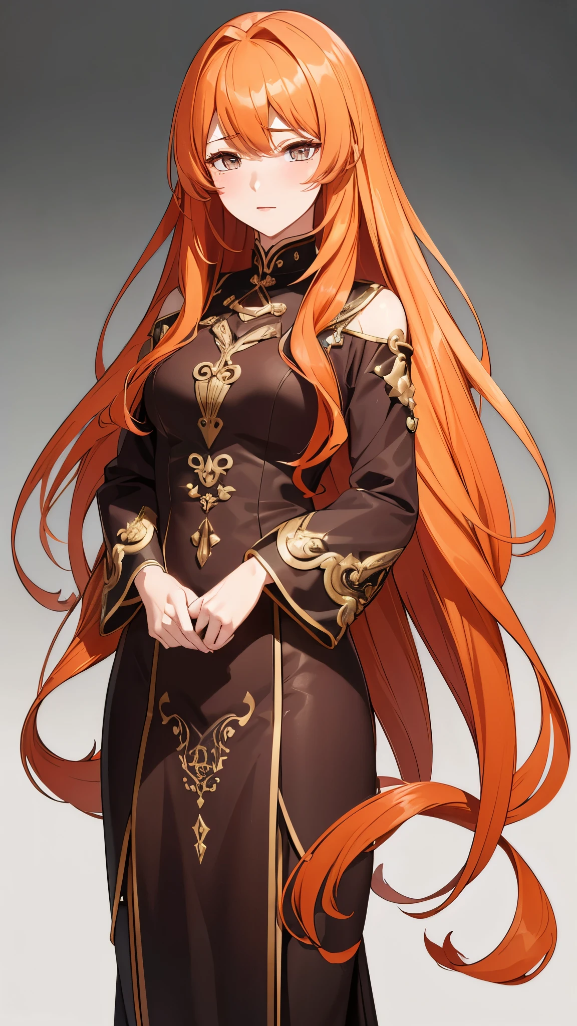 ((8K resolution))、((highest quality))、((masterpiece))、((Very detailed))((((dramatic))), (Anatomically correct)、((theme、whole body:1.1)), The depth of the object to write、Looking at the camera、front、one person、Gal、lure、blush、(Hairstyle:Long Hair、Orange、Gradient Hair)