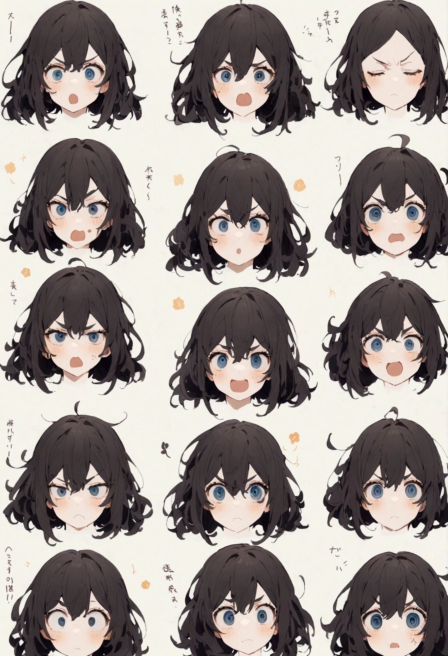 一只Lovely熊猫趴在花盆里,Have big eyes,Different emotions,Different postures and expressions。angry,frowned upon,Lovely,having fun,High Detail