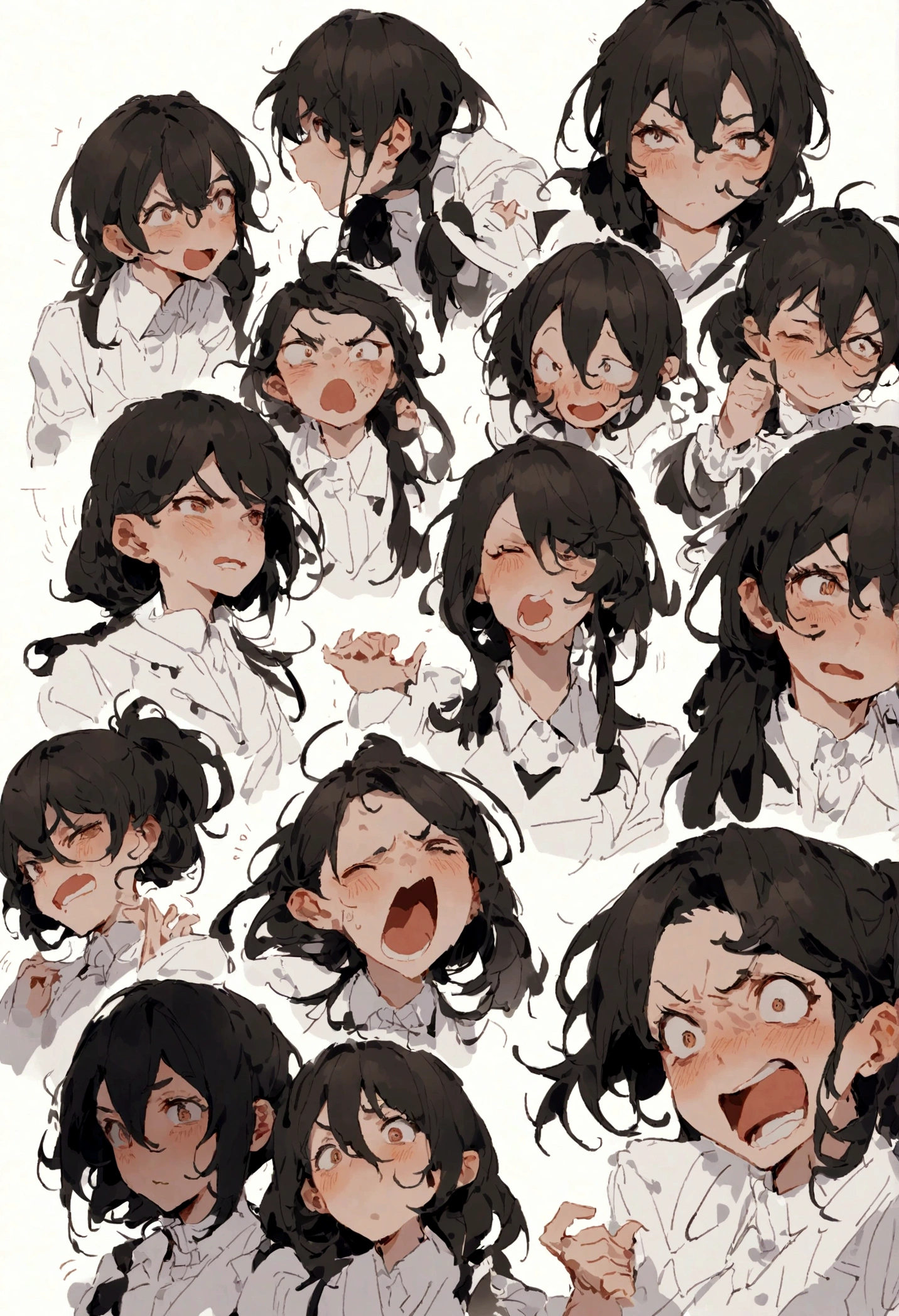一只Lovely熊猫趴在花盆里,Have big eyes,Different emotions,Different postures and expressions。angry,frowned upon,Lovely,having fun,High Detail