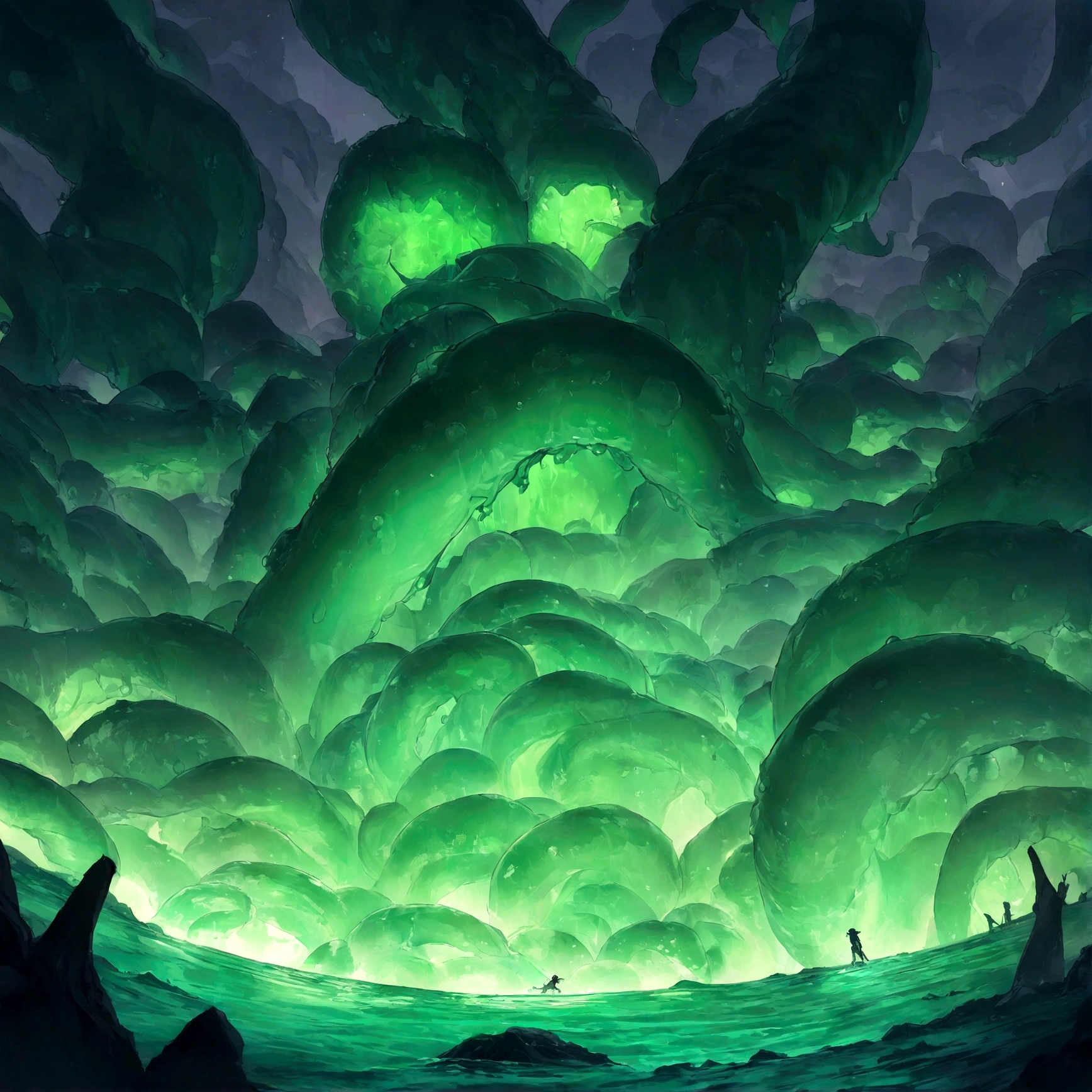 Alien spot of green slime with tentacles,(explosiones de limo verde),