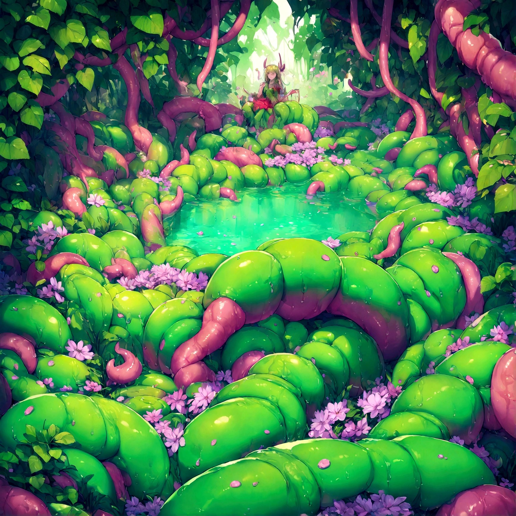 Alien spot of green slime with tentacles,(explosiones de limo verde),