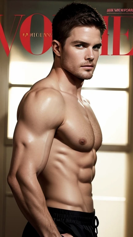 Stephen Amell shirtless and y body, Vogue magazine cover concept