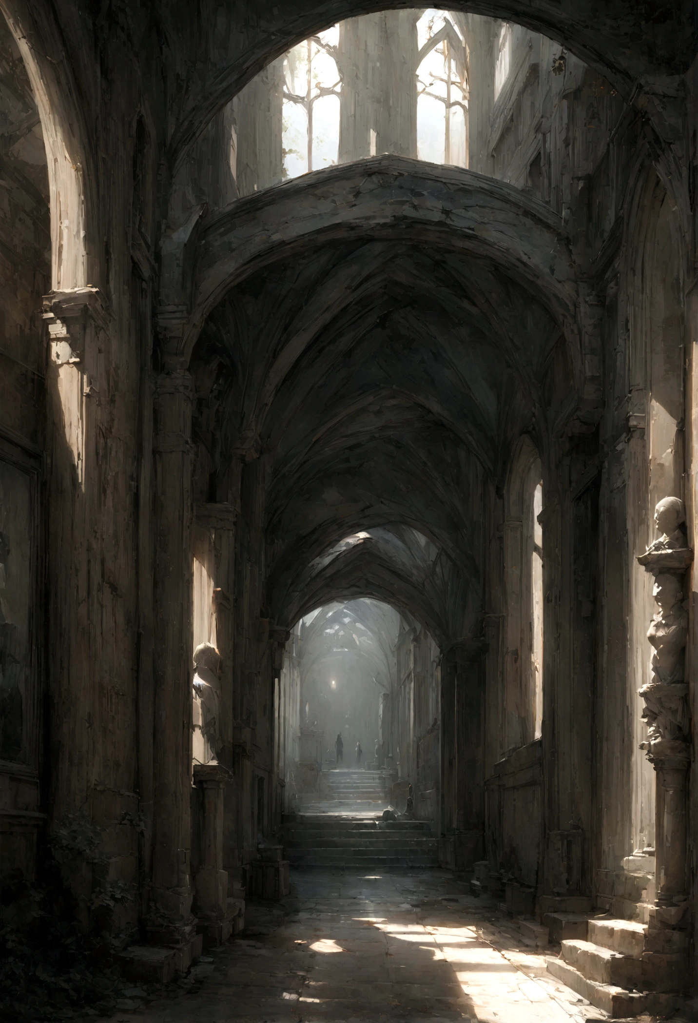 Dark Night,Of an abandoned mansion full of secrets, Dark and mysterious hallway, Relax, Interior Architecture, Gothic art, realism, One person's perspective, outside, Canon, Super Detail, high quality, High resolution, 8k, 最high quality