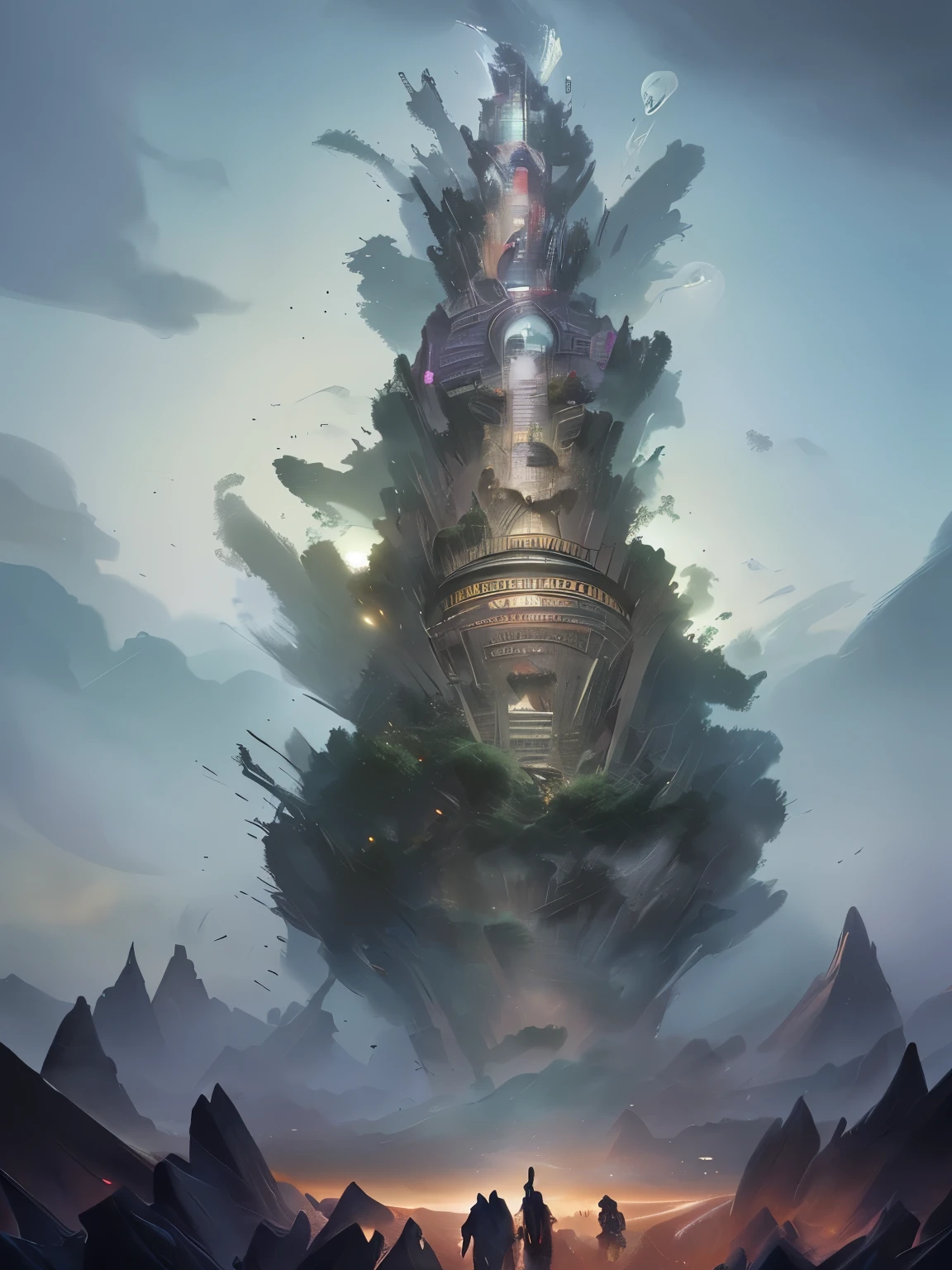 Tower of Babel, detailed, Sharp focus, elegant, Very detailed, figure, complicated, beautiful, Trend Art Station, Pixiv, Digital Art, By Jordan Grimmer and Greg Rutkowski, Wow, Studio Ghibli, final fantasy