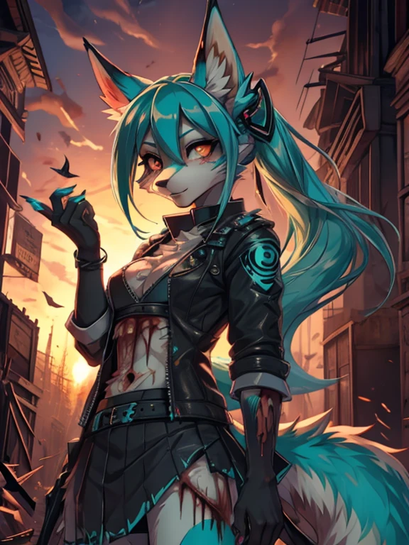 Miku Hatsune, alta definicion, orejas de kitsune, zombie 