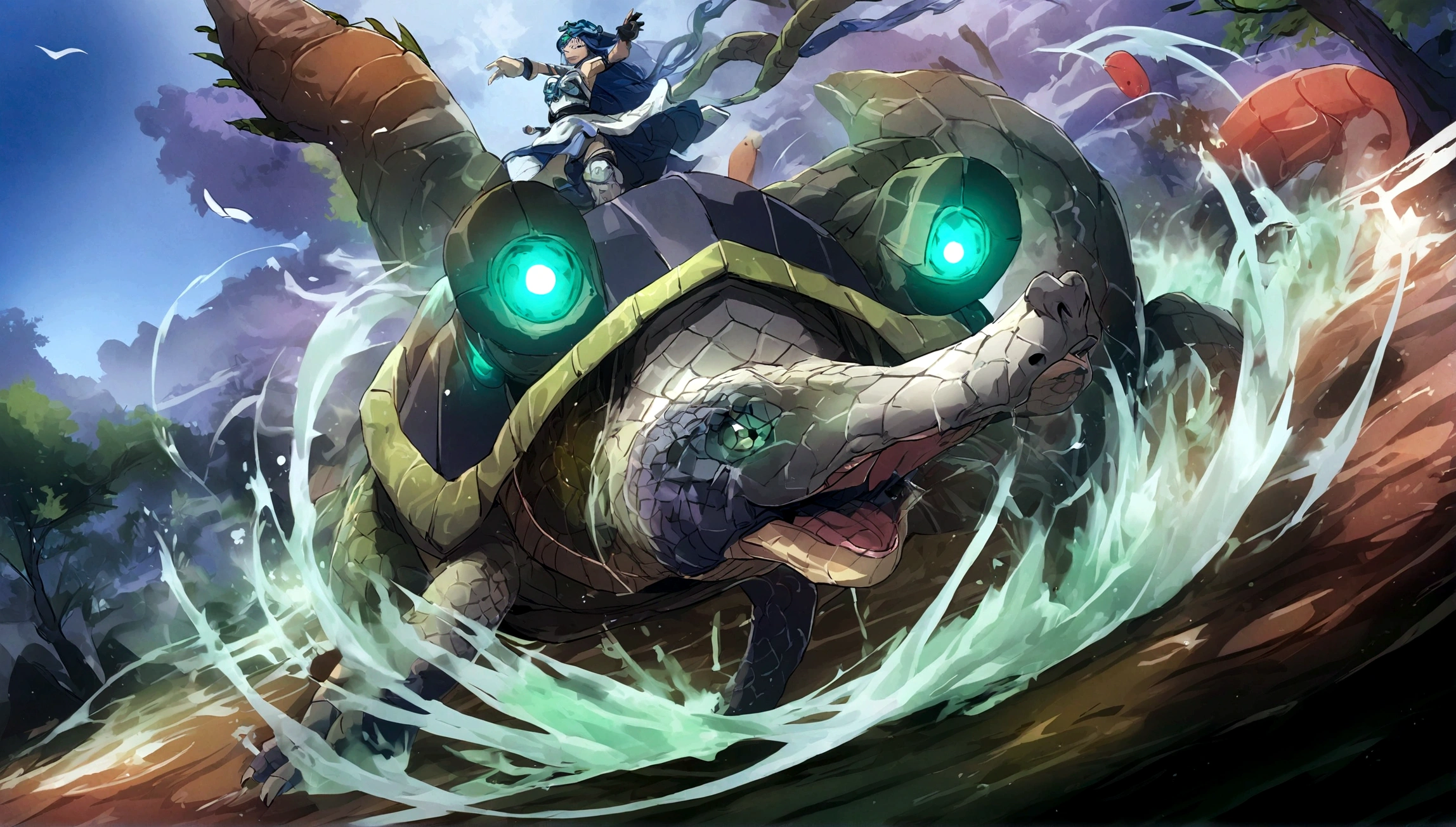 The snake-tailed dragon-headed turtle controls the power of water