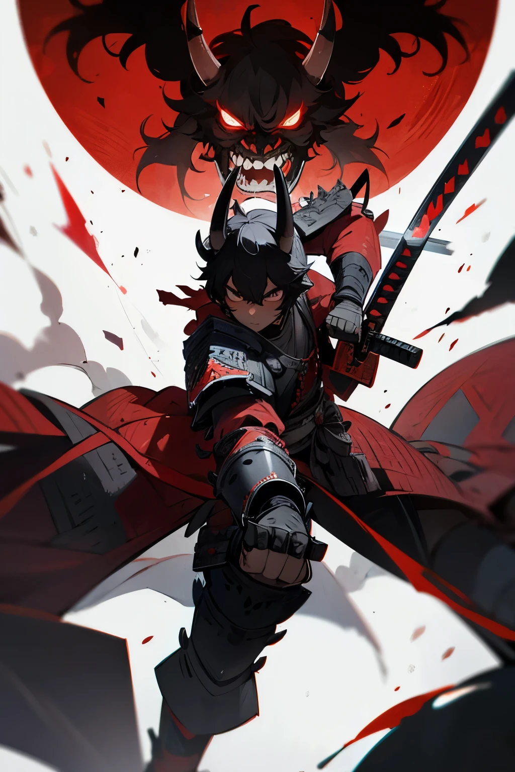 Zombie, japanese armor, bloods, samurai, holding, japanese castle, nightmare, moonlight, night sky