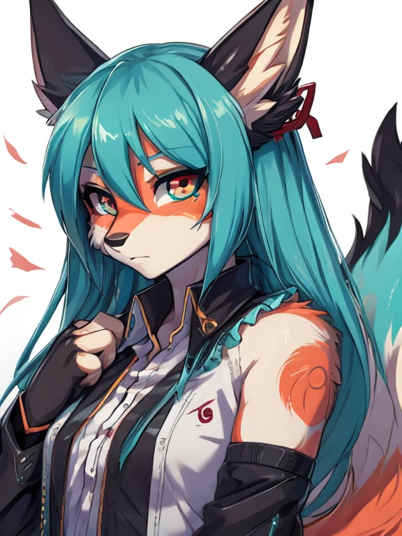 Miku Hatsune,Arabic, tanned skin, High Definition, kitsune ears, tribal tattoo, body painting, censured body painting