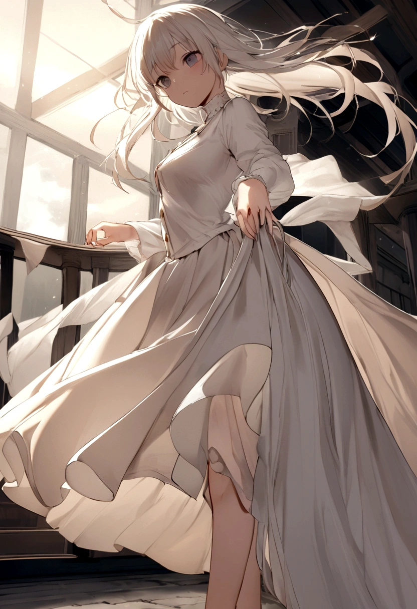 A strong wind exposes her white cotton panties、A strong wind exposes her white cotton panties、Kyoko Otonashi Maison Ikkoku Low Angle、Long skirt、強風でHolding the flipping skirt with your hand、A strong wind exposes her white cotton panties、:((Holding the flipping skirt with your hand))