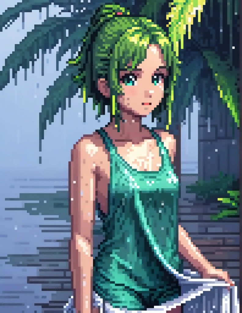 (masterpiece, top quality, best quality), pixel,pixel art,girl with wet cloth,oily skin,wet skin,fullbody