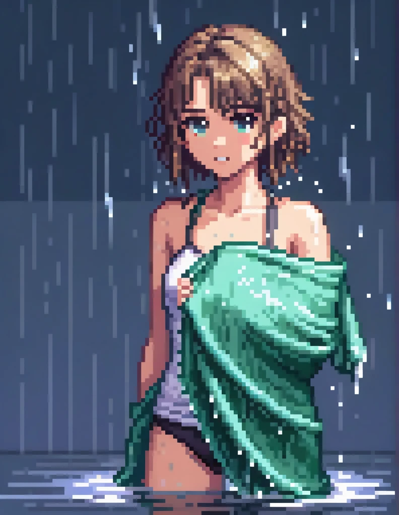 (masterpiece, top quality, best quality), pixel,pixel art,girl with wet cloth,oily skin,wet skin,fullbody