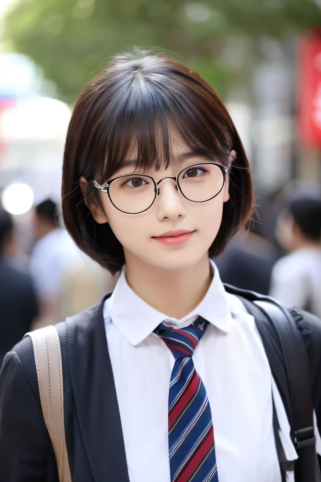 (Highest quality,masterpiece:1.3,Ultra-high resolution),(Very detailed,Caustics,8k),(Realistic:1.4,RAW shooting),A girl dressed as a butler,Japanese,boyish,smile,20-year-old,Short black hair,Glasses,Looking into the camera,Inside the Western-style building,Waist up shot,front,Face Focus,Face close-up,(Warm Light),Professional Writing