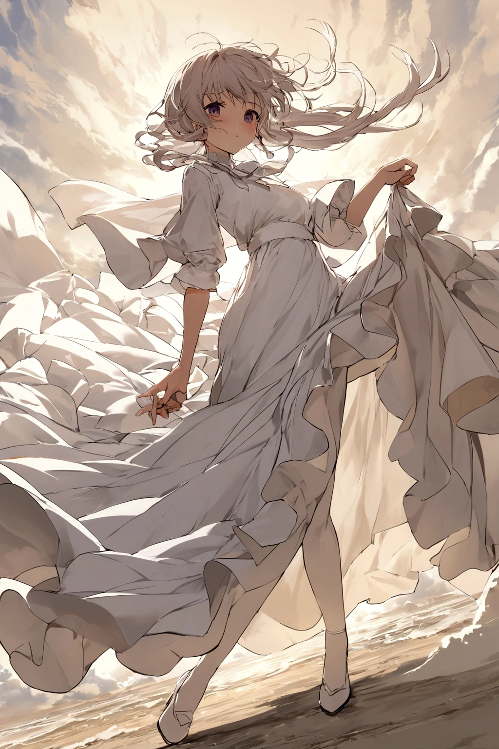 A strong wind exposes her white cotton panties、A strong wind exposes her white cotton panties、Kyoko Otonashi Maison Ikkoku Low Angle、Long skirt、強風でHolding the flipping skirt with your hand、A strong wind exposes her white cotton panties、:((Holding the flipping skirt with your hand))