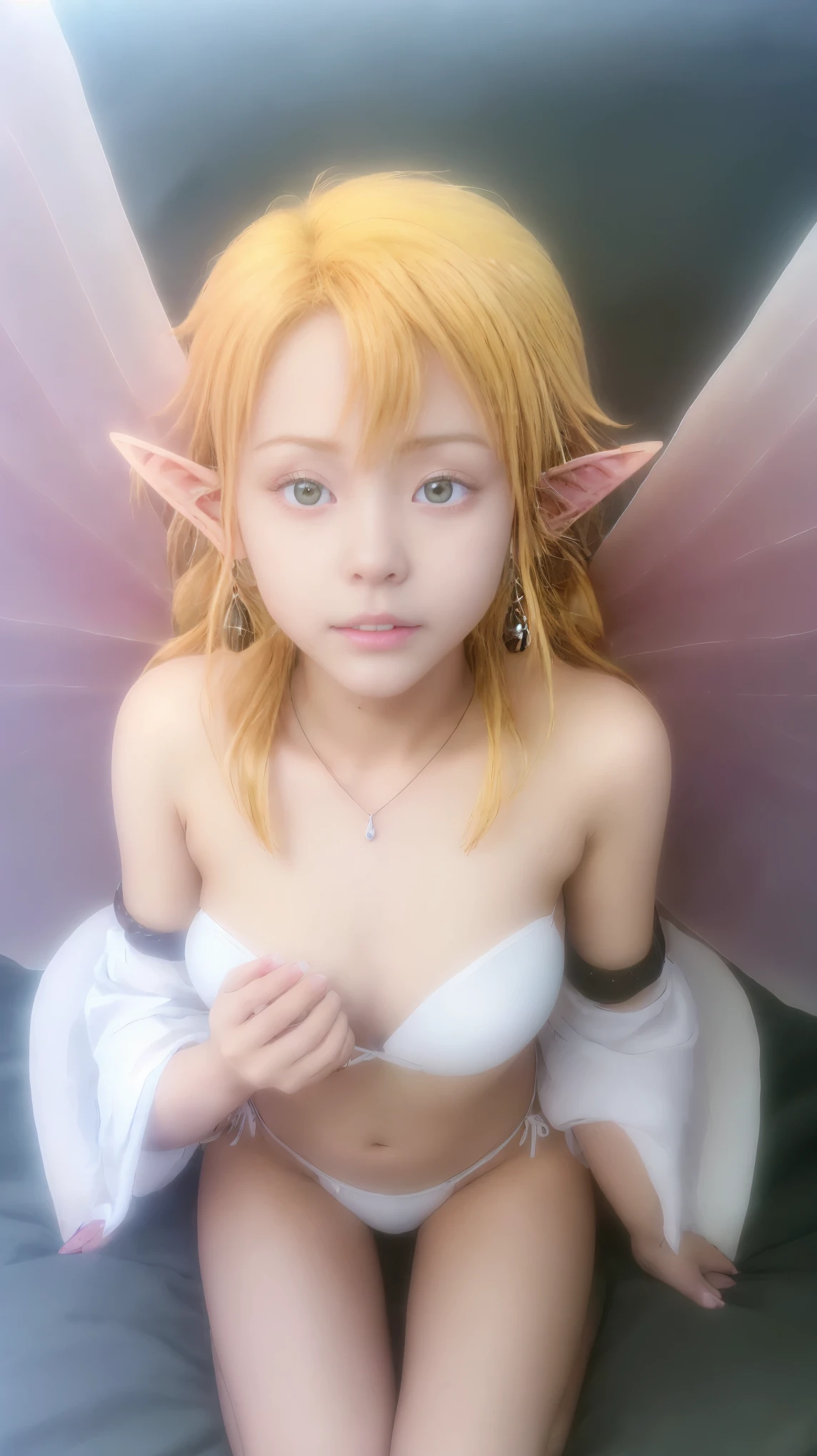 最high quality、high quality、Best image quality、8k、最High resolution、High resolution、最high quality、masterpiece、RAW Photos、whole body写真、Detailed and realistic human body、Detailed and realistic skin、Realistic face in every detail、Realistic reproduction of every detail、Detailed and realistic lips、Detailed and realistic teeth、Detailed and realistic ears、Detailed and realistic hair、Realistic reproduction of every detail、Realistic fingers in every detail、(Beautiful Hands、thumb1reference4)、Realistic feet down to the last detail、Realistic feet down to the last detail、Realistic breasts down to the last detail、((18 year old beautiful girl))、((A girl who resembles Ramiris))、(Blonde)、(Straight hair)、((Fairy wings on the back(There are two wings, symmetrical on the left and right))、((whole body))、((Beautiful upward-facing breasts))、(Slim and perfect body)、(whole body光沢肌、Fair skin)、Soft natural light、A tropical country with perpetual summer、Beautiful sea、Highly transparent sea、Beautiful sandy beach、Clear Sky、((fly in the sky、Fly in the sky、Floating in the air))、((背景にはBeautiful seaが見える))、((Random color leather(Micro Bikini))、((ボディラインにフィットするMicro Bikini))、ダイナミックにfly in the sky