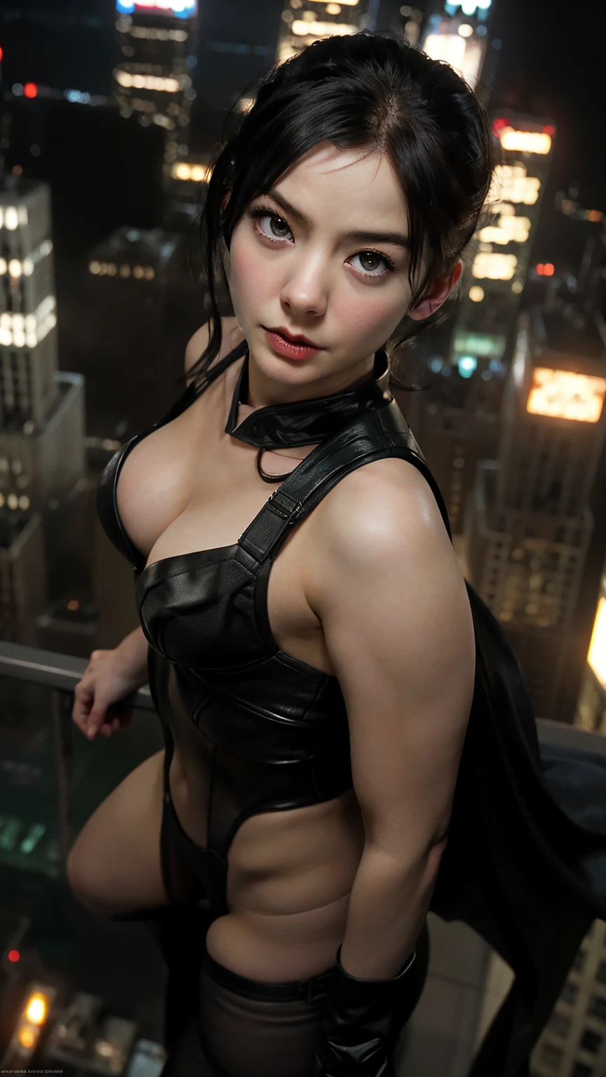 ((masterpiece, highest quality, High resolution, Realistic, to be born, 8k wallpaper)),((jennifer・Connery:1.4)),Beautiful woman,Delicate depiction, (Huge and stunning goddess shot,From above, Very hot and sexy, Amazing beauty, Perfect balance, Beautiful body, Slim body beauty: 1.4), 夜の街のスカイラインを見下ろす屋上に立つBatman, Gotham city background, nighttime in Gotham city, Gotham city, 映画Batmanから, Gotham city double exposure, Gotham city style, Batmanのフィルムスチル, metropolis filmic Gotham city, サイバーパンクBatman, Batman映画の静止画, Batman映画ではスチルシネマティック, Gotham setting, Batman, Gotham,