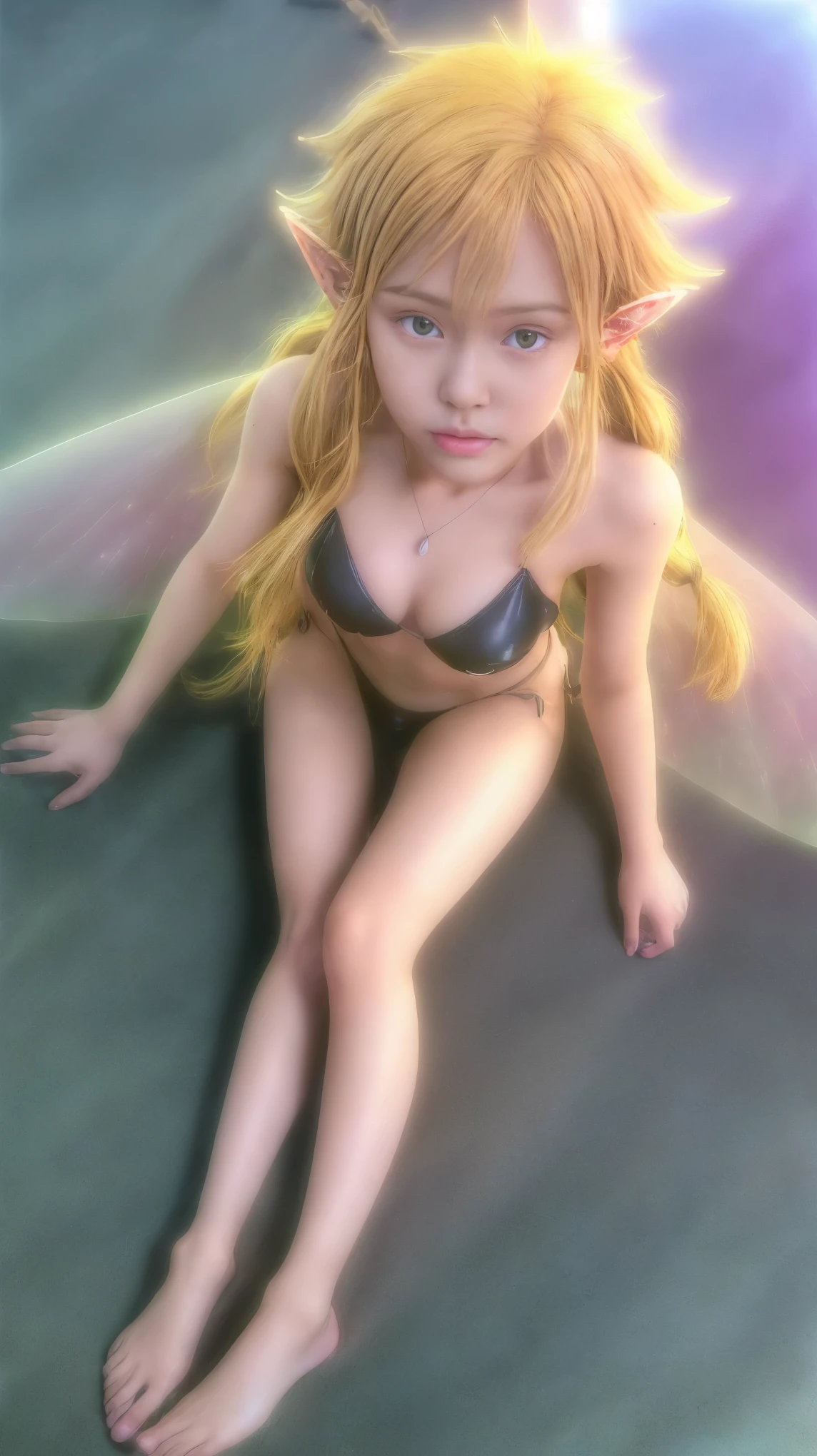 最high quality、high quality、Best image quality、8k、最High resolution、High resolution、最high quality、masterpiece、RAW Photos、whole body写真、Detailed and realistic human body、Detailed and realistic skin、Realistic face in every detail、Realistic reproduction of every detail、Detailed and realistic lips、Detailed and realistic teeth、Detailed and realistic ears、Detailed and realistic hair、Realistic reproduction of every detail、Realistic fingers in every detail、(Beautiful Hands、thumb1reference4)、Realistic feet down to the last detail、Realistic feet down to the last detail、Realistic breasts down to the last detail、((18 year old beautiful girl))、((A girl who resembles Ramiris))、(Blonde)、(Straight hair)、((Fairy wings on the back(It has beautiful, transparent wings))、((whole body))、((Beautiful upward-facing breasts))、(Slim and perfect body)、(whole body光沢肌、Fair skin)、Soft natural light、A tropical country with perpetual summer、Beautiful sea、Highly transparent sea、Beautiful sandy beach、Clear Sky、((fly in the sky、Fly in the sky、Floating in the air))、((There is a beautiful sky in the background))、((Random color leather(Micro Bikini))、((ボディラインにフィットするMicro Bikini))、アクロバティックにfly in the sky