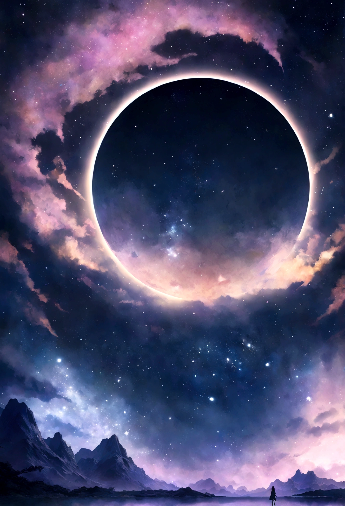 Condensed beauty,Across the sky, Star Moon Photo, Concept art inspired by Tosa Mitsuoki, pixiv Contest Winner, highest quality, Fantasy art, Beautiful anime scene, Bright Moon, Starry Sky environment in moonlight, Dream Painting, Anime Backgroundアート, dream scenery art, Fantastic Nights, Anime Background, Background artwork, Dreamy Art, Atmospheric anime, Starry Sky, Enhanced Detail.