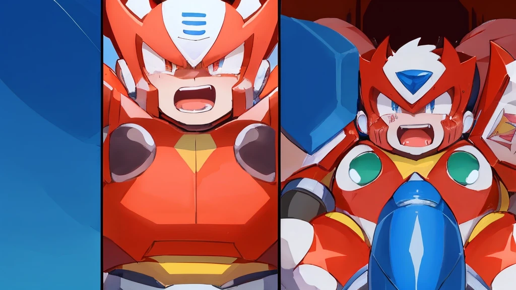 Boy with devilish wings,Wide open mouth,A face contorted in pain,Crying face,Sweaty,A body built like a bodybuilder,Huge erect penis,,Mega Man Zero,Full body images