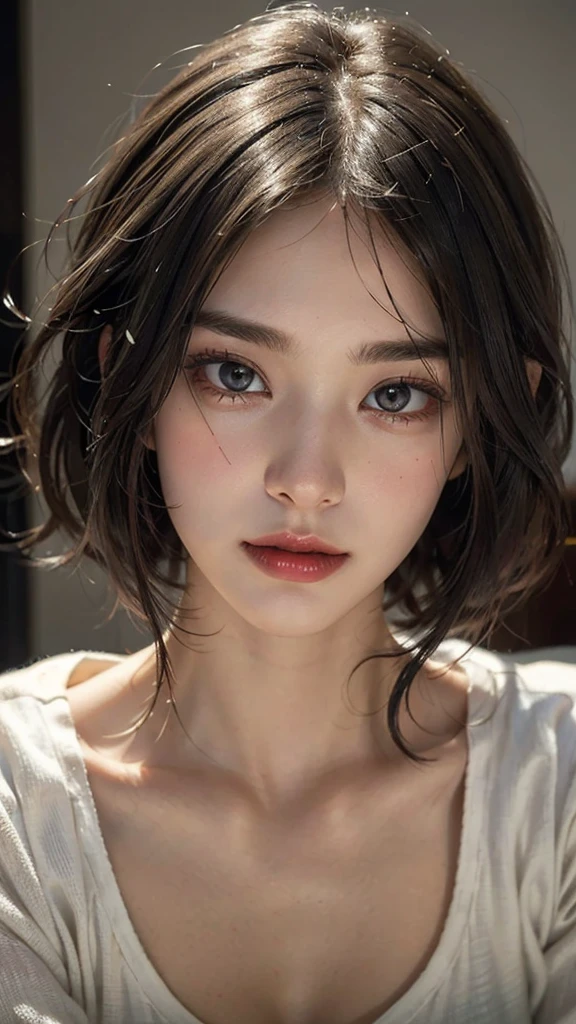 (highest quality, masterpiece:1.3), shape, ((Beautifully detailed face)), Beautiful and detailed skin, Intricate details, Very detailed, Best image quality in 8K, The true picture () (Succubus:1.4),Woman with devil horns,Fantasy World,Baby Face,(Detailed Hair,Bobcut:1.6,Black Hair),Detailed lips,Open your mouth,(Bedroom,Sit on the bed),A seductive look,Realistic Face,Realistic Skin,(sexy:2.0,Clothes are disheveled),(Vibrant Skin,Moisturized Skin:1.2),Vivid lips,Lip gloss