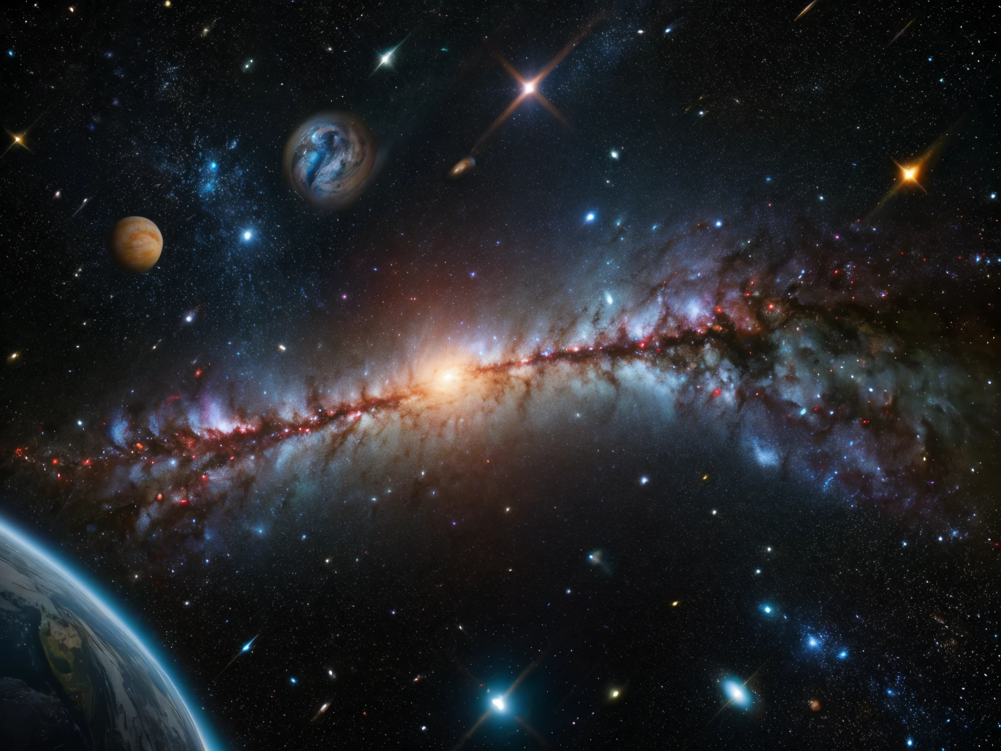 masterpiece, best quality, high quality, extremely detailed CG unity 8k wallpaper, Depth of Field, HDR,,Photorealistic,extremely detailed, Intricate, High Detail, universe, space, galaxy, stars, planets, astronomy, cosmos, celestial, nebula, black hole, solar system, cosmic rays, supernova, deep space, astronomical objects
