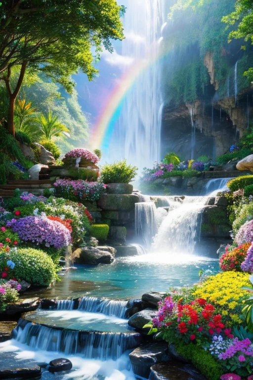 heaven Shangri-La Rainbow Real Image waterfall dragon Sparkling Shining Flower Garden unicorn