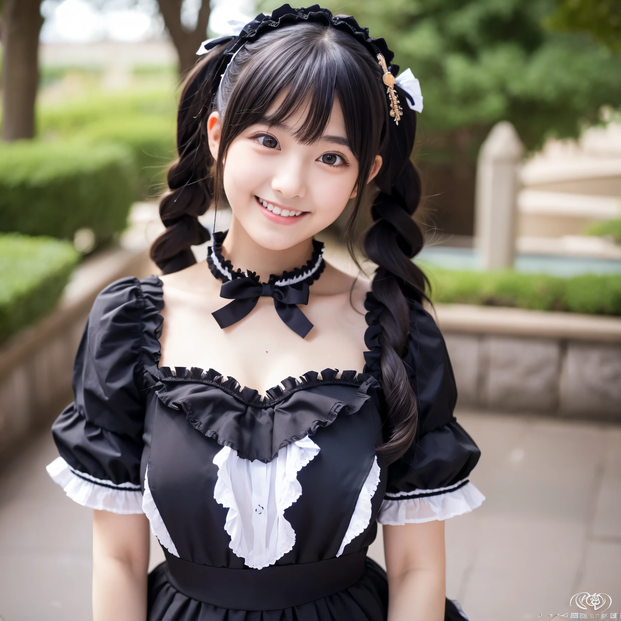 Cute face like an 18-year-old idol　Smiling Kindly　Japanese Gothic Lolita　Cosplay　Frills　Cleavage　Slightly large bust　RAW Photos　Genuine