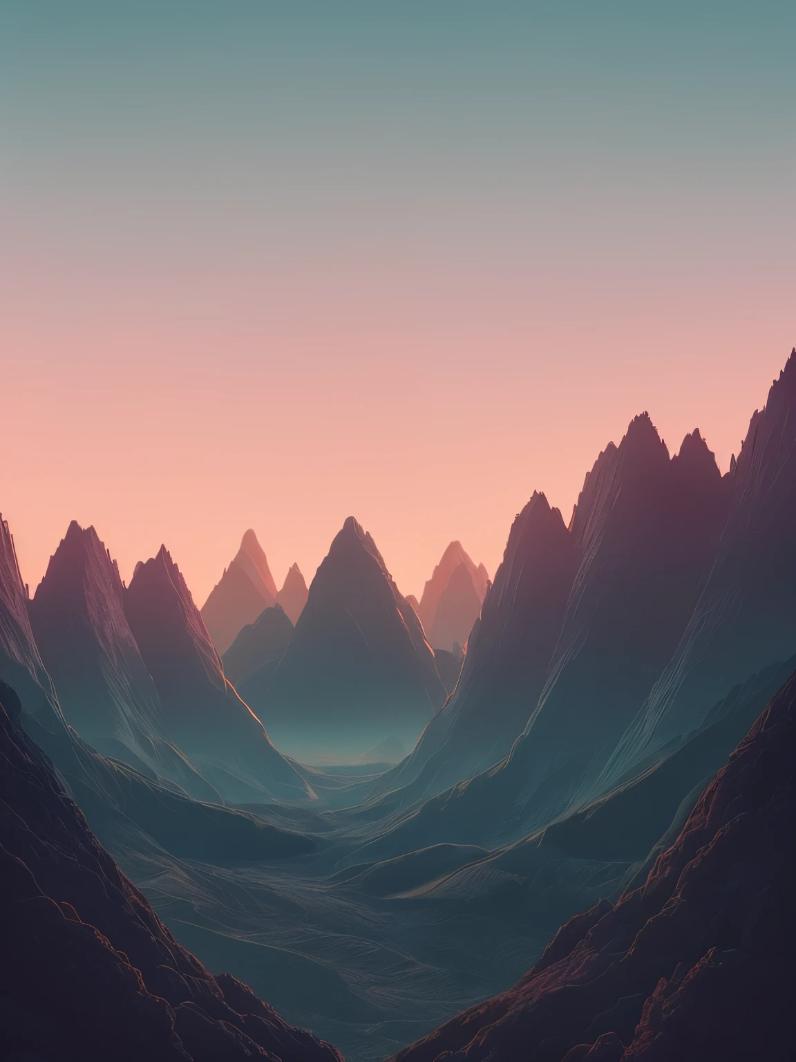 a sunset view of mountains and trees in the distance, a digital painting inspired by Mike Winkelmann, trending on behance, pixel art, beeple and mike winkelmann, realism | beeple, mountainscape, mountain sunrise, art contest winner on behance, digital art. artstation, beeple daily art, mountains and sunset!!