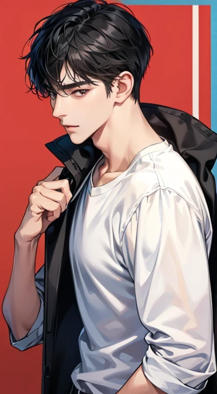 medium black hair guy, casual clothes, charming expression, handsome man, 4k, full hd, high quality