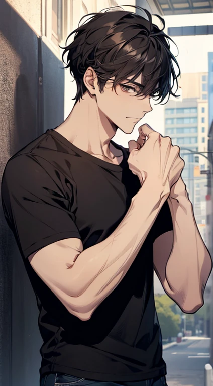 medium black hair guy, casual clothes, charming expression, handsome man, 4k, full hd, high quality