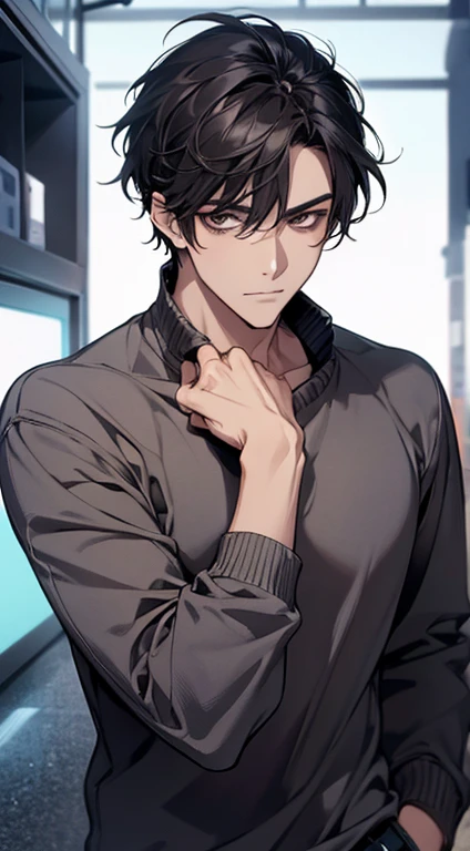 medium black hair guy, casual clothes, charming expression, handsome man, 4k, full hd, high quality