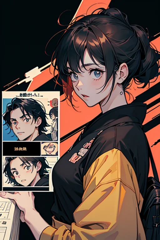 Comic Storyboard:1.8, comic ?????, Comic Layout, My favorite manga storyboard, story of a loving couple, anime emoji theme pack, Hyper Hi-Vision, Japanese anime manga style, red background dark sky, 24K UHD.