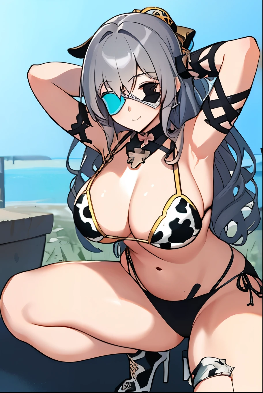 Hourglass figure, Large Breasts, gray hair, Powder blue highlights，Gray hair，gray hair, Gray hair，Gray hair， Gray hair，Gray hair，Tattoo，Tattoo，masterpiece, best quality, Smile， Bitch_，Bitch_，Bitch_，Bitch_，Long powder blue hair,cow pattern bikini，（raise your arms），trumpet，trumpet，Cow bell，tide，长tide，cow pattern bikini，cow pattern bikini ，squatting on the ground，squatting on the ground，squat，cow pattern bikini，（raise your arms），trumpet，trumpet，Cow bell，tide，长tide，cow pattern bikini，Cow Print Eyepatch Bikini，Cow Print Eyepatch Bikini，Cow Print Eyepatch Bikini，Cow Print Eyepatch Bikini，Cow Print Eyepatch Bikini，Cow Print Eyepatch Bikini，cow pattern bikini ，cow pattern bikini，（raise your arms），trumpet，trumpet，Cow bell，tide，长tide，cow pattern bikini，cow pattern bikini （Put your hands behind your head）,Open your legs，Open your legs，Open your legs，Put your hands behind your head，upright，Gold stitching，Gold stitching，Open your legs，Open your legs，Open your legs，Open your legs，Open your legs，Open your legs，Red rose decoration，cow pattern bikini），许多Red rose decoration，cow pattern bikini，cow pattern bikini,Biggest Breasts, Biggest Breasts, (((Biggest Breasts))),Biggest Breasts ，Show your belly button，Show your belly button，Healthy waist curve，Perfect body，Small waist，Perfect waist muscle line，Black and gold suspenders，Gold lace,((Wedding dress))，Elbow-length black and gold silk gloves，Elbow-length silk gloves，（Thigh muscle details），（White suspenders），((show your thighs))，((Beautiful thigh line details))，((Black gold transparent belt))，((Black and gold crystal heels))，((Black and gold crystal heels))，Cow Print Eyepatch Bikini，Cow Print Eyepatch Bikini，Cow Print Eyepatch Bikini，Cow Print Eyepatch Bikini，Cow Print Eyepatch Bikini，Cow Print Eyepatch Bikini，cow pattern bikini ，cow pattern bikini，（raise your arms），Cow Print Eyepatch Bikini，Cow Print Eyepatch Bikini，Cow Print Eyepatch Bikini，Cow Print Eyepatch Bikini，Cow Print Eyepatch Bikini，Cow Print Eyepatch Bikini，cow pattern bikini ，cow pattern bikini，（raise your arms），Cow Print Eyepatch Bikini，Cow Print Eyepatch Bikini，Cow Print Eyepatch Bikini，Cow Print Eyepatch Bikini，Cow Print Eyepatch Bikini，Cow Print Eyepatch Bikini，cow pattern bikini ，cow pattern bikini，（raise your armsCow Print Eyepatch Bikini，Cow Print Eyepatch Bikini，Cow Print Eyepatch Bikini，Cow Print Eyepatch Bikini，Cow Print Eyepatch Bikini，Cow Print Eyepatch Bikini，cow pattern bikini ，cow pattern bikini，（raise your armsCow Print Eyepatch Bikini，Cow Print Eyepatch Bikini，Cow Print Eyepatch Bikini，Cow Print Eyepatch Bikini，Cow Print Eyepatch Bikini，Cow Print Eyepatch Bikini，cow pattern bikini ，cow pattern bikini，（raise your armsCow Print Eyepatch Bikini，Cow Print Eyepatch Bikini，Cow Print Eyepatch Bikini，Cow Print Eyepatch Bikini，Cow Print Eyepatch Bikini，Cow Print Eyepatch Bikini，cow pattern bikini ，cow pattern bikini，（raise your armsCow Print Eyepatch Bikini，Cow Print Eyepatch Bikini，Cow Print Eyepatch Bikini，Cow Print Eyepatch Bikini，Cow Print Eyepatch Bikini，Cow Print Eyepatch Bikini，cow pattern bikini 